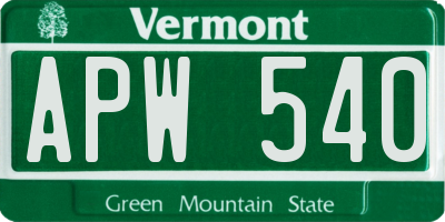 VT license plate APW540