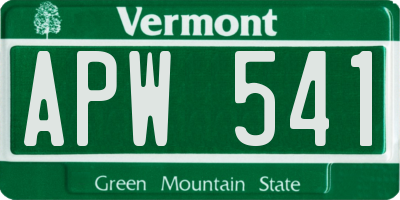 VT license plate APW541