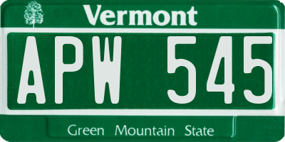 VT license plate APW545