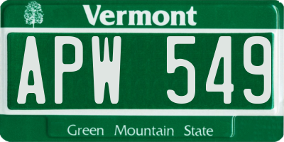 VT license plate APW549