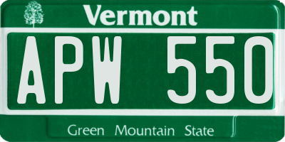 VT license plate APW550