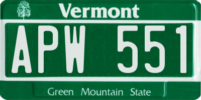 VT license plate APW551