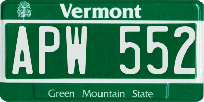 VT license plate APW552