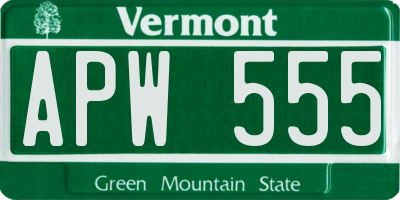 VT license plate APW555