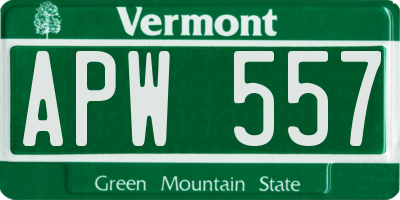 VT license plate APW557