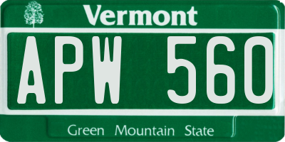VT license plate APW560