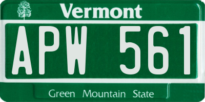 VT license plate APW561