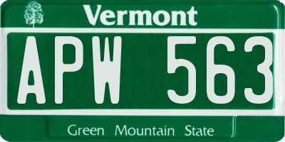 VT license plate APW563