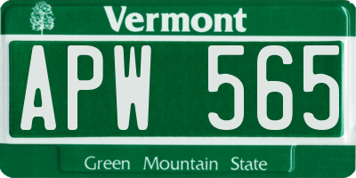 VT license plate APW565