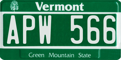 VT license plate APW566