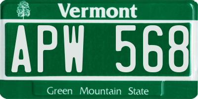VT license plate APW568