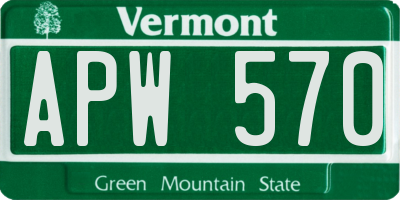 VT license plate APW570