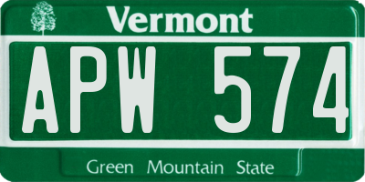 VT license plate APW574