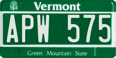 VT license plate APW575