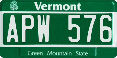 VT license plate APW576