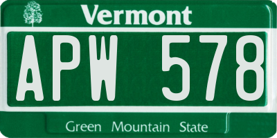 VT license plate APW578