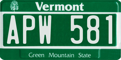 VT license plate APW581