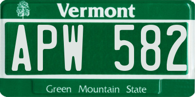 VT license plate APW582
