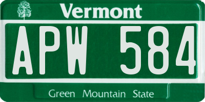 VT license plate APW584
