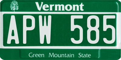 VT license plate APW585