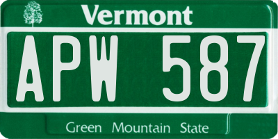 VT license plate APW587