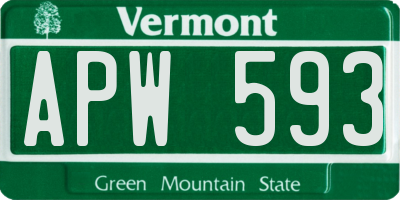 VT license plate APW593