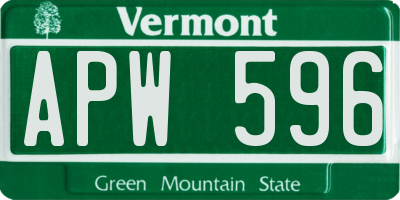 VT license plate APW596