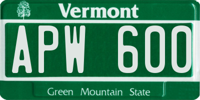 VT license plate APW600
