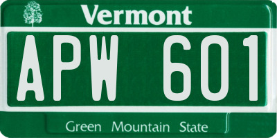 VT license plate APW601