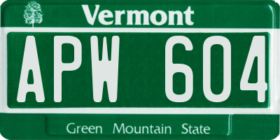 VT license plate APW604