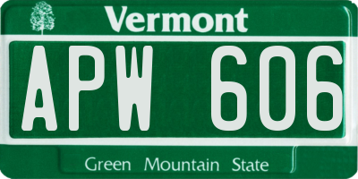 VT license plate APW606