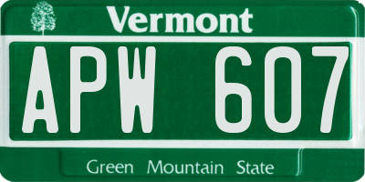 VT license plate APW607