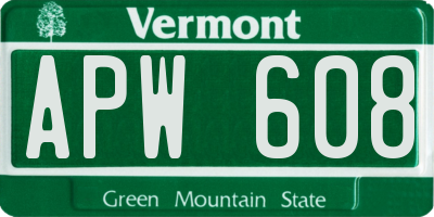 VT license plate APW608