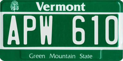 VT license plate APW610