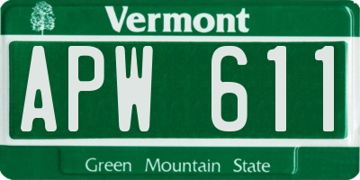 VT license plate APW611