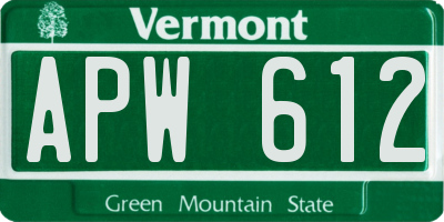 VT license plate APW612