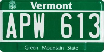 VT license plate APW613