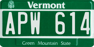 VT license plate APW614