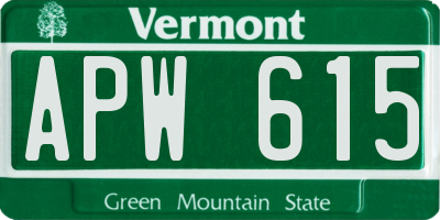 VT license plate APW615
