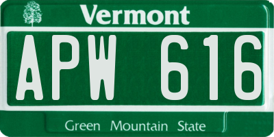 VT license plate APW616