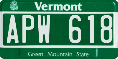 VT license plate APW618
