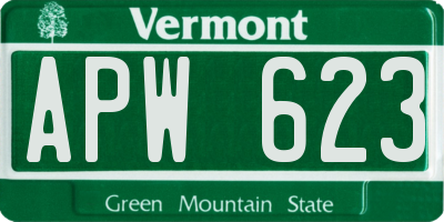 VT license plate APW623