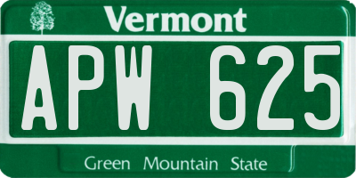 VT license plate APW625