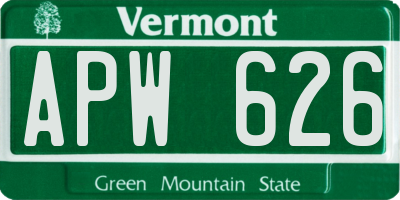 VT license plate APW626