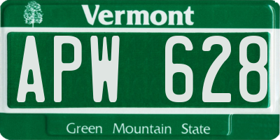 VT license plate APW628