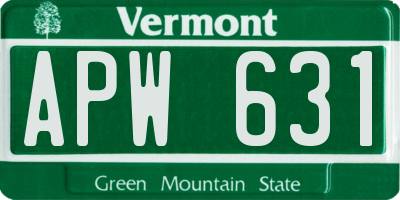 VT license plate APW631