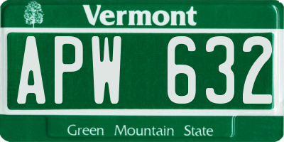 VT license plate APW632