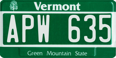 VT license plate APW635