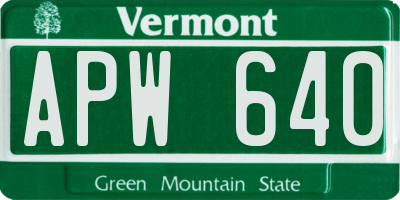 VT license plate APW640