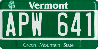 VT license plate APW641